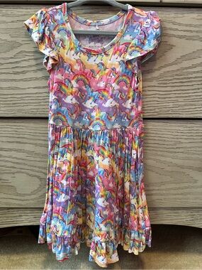 Posh Peanut and Lisa Frank - Pink Rainbow & Unicorn Print Dress